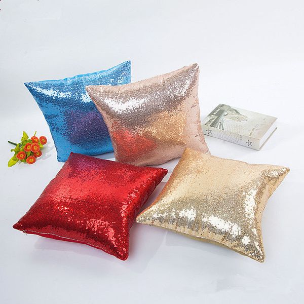 Solid Glitter 40 X 40 Silver Sequin Decorative Pillows Bling Throw