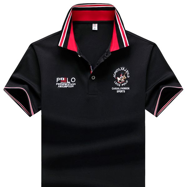 

лето новых людей рубашка мужских высокого качества лацкан сплошного цвета дышащих с коротким рукавом вышитых бизнес повседневной рубашки, White;black