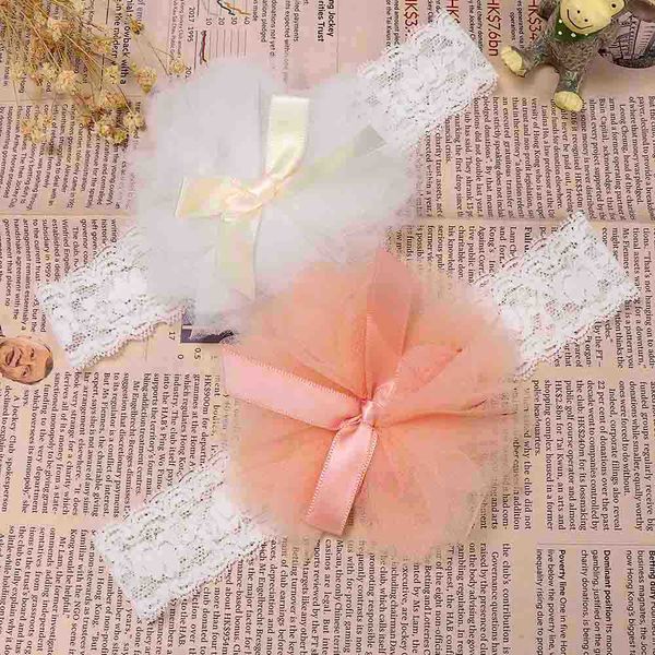 

beautiful lace flower headwear cute elastic headband for infant kids baby girls sweet ribbon bow headdress hair accessories, Slivery;white