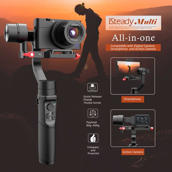 

hohem isteady multi 3-axis handheld gimbal stabilizer for sony rx100 rx0 canon camera gopro hero 7 6 5 4 smartphone pk crane m2