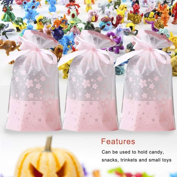 

50 pcs party favor bags, plastic drawstring gift treat bag pouch, candy cookie bag for wedding party bridal baby shower birthday