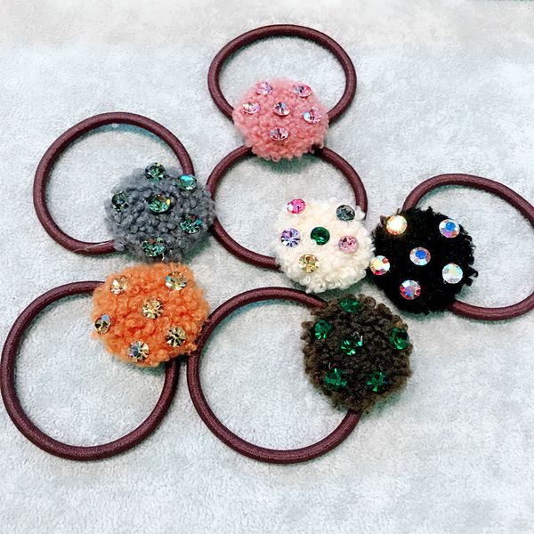 

korea handmade cartoon plush rhinestone women elastic hair band head wear apparel accessory fall winter-yhawehb073c5