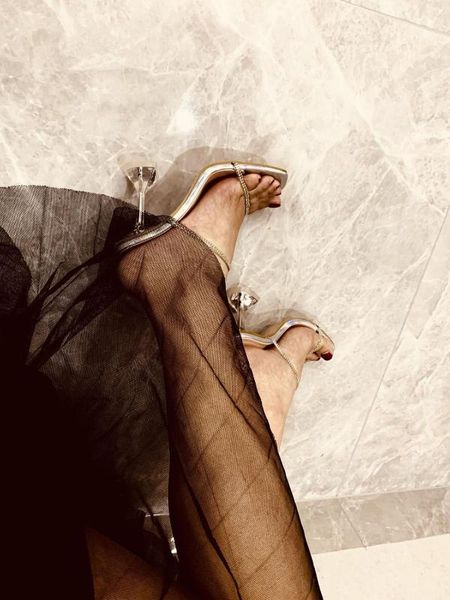 

low transparent slippers female shoes women heels slides jelly flip flops 2020 high summer glitter scandals, Black