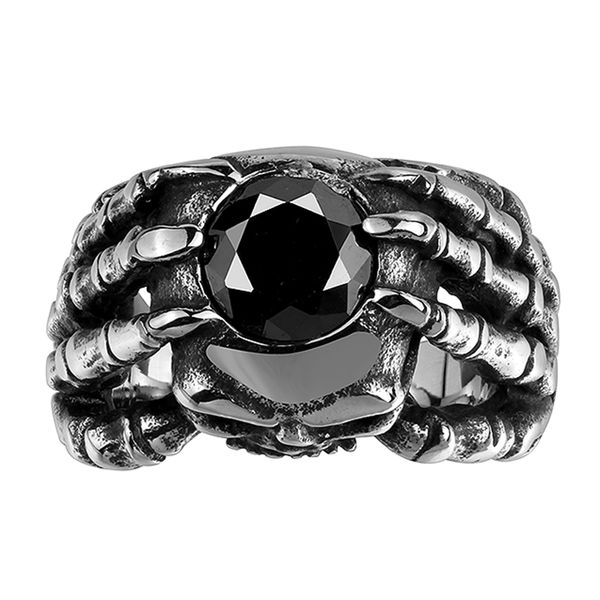 

quality big black obsidian ring european american retro skeleton inlaid black crystal stainless steel rings men's exaggeration, Golden;silver