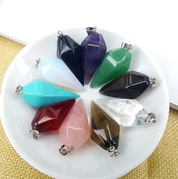 

свободный корабль epacket dhl кристалл шестиугольной колонки конусообразный лица подвеска ключицы цепи dan64 заказ смешивания подвеска ожере, Silver