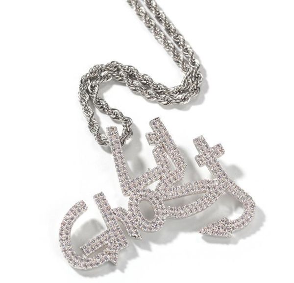 

hip hop's new lil ghost style personalized letter necklace pendant trend cool ins versatile necklace, Silver