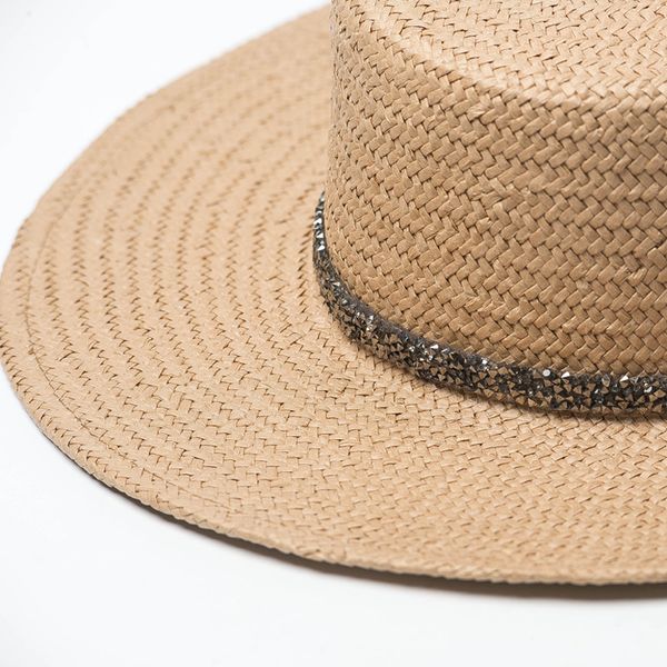 

01910-hh6003 kids 2019 new summer handmade paper straw ribbon fedoras cap children leisure panama hat, Blue;gray