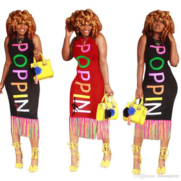 

попсового письмо женщин конструктора лето платья tank bodycon платье радуга printed, Black;gray