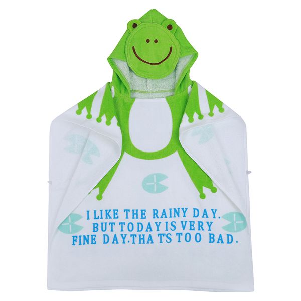

100% cotton baby beach gown child bathrobe beach towels cloak cape infant cartoon animal hooded baby bath towel (frog