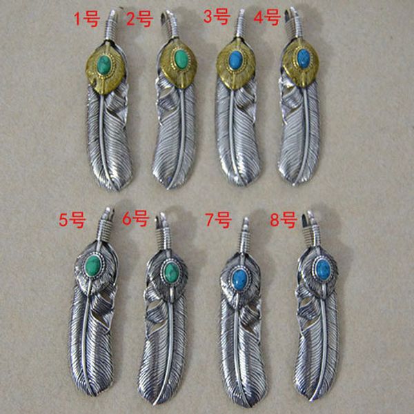 

takahashi kagura goro's japan thai silver point gold handmade feather pendant male pendant retro girl accessories summer