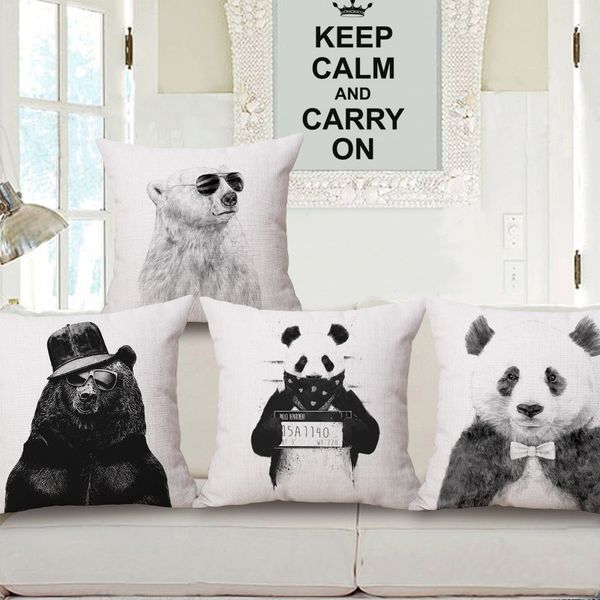 

foreign trade literature animal certificates to pillow panda sketch pillow case