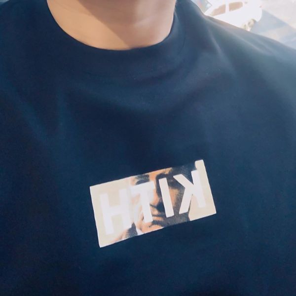 

tide brand designer menkith the godfather tee joint godfather box logo loose short-sleeved womens t-shirt mens bottoming shirt, White;black