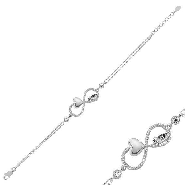 

merve sterling silver heart infinity wren womens bracelet, Golden;silver