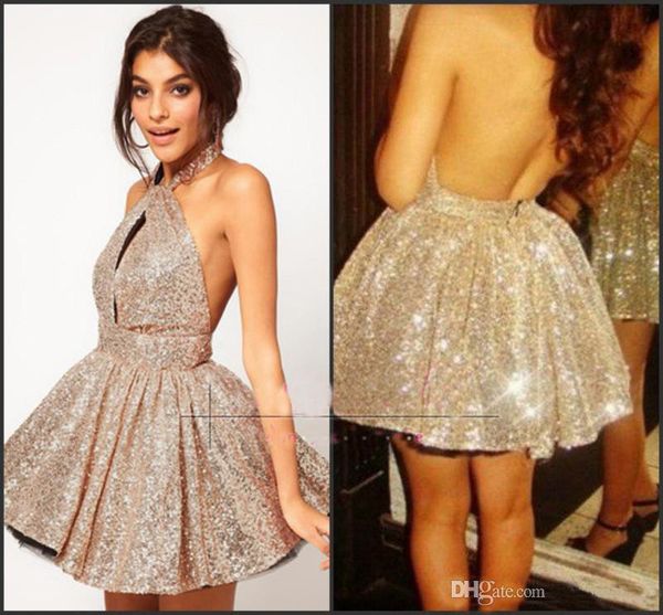 

2019 очаровательные коктейльные платья без спинки сексуальные блестки с завязками на спине мини-короткая клубная одежда игристые платья выпу, Black