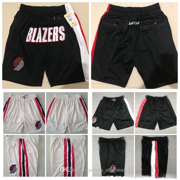 

vintage mens vancouver portland trail blazers anthony lillard breathable sweatpants stitched sportswear gym short training short, Black;red