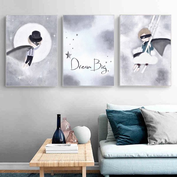 

nordic canvas art painting home decor wall art girl animal cute print kids baby bedroom poster living room wall picture