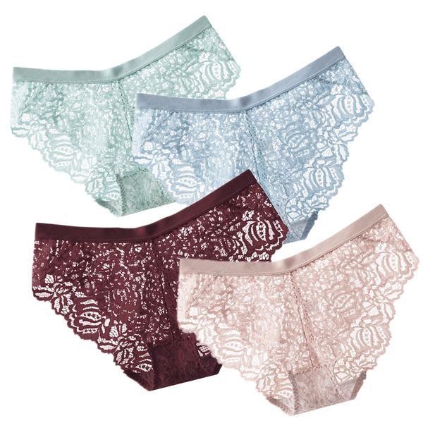 

women panties lace briefs for women fashion floral panty girls underwear large size xl low rise pants female lingerie, Black;white