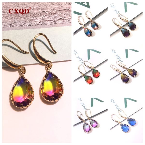 

cxqd fashion colorful shiny transparent heart crystal piercing dangle drop earrings for women jewelry lover gift, Silver