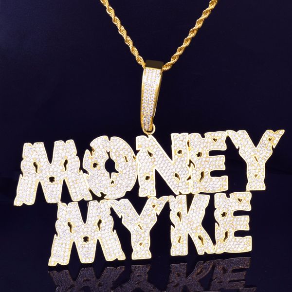 

custom name baguette letters hip hop pendant chain gold silver bling zirconia men's hip hop pendant jewelry