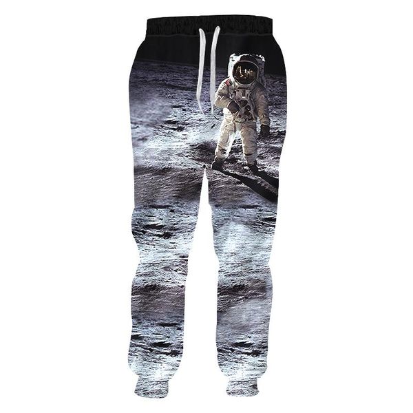 

cool moon space astronaut 3d print sweatpants men/women hip hop joggers long pant boys casual loose streetwear trousers harajuku, Black