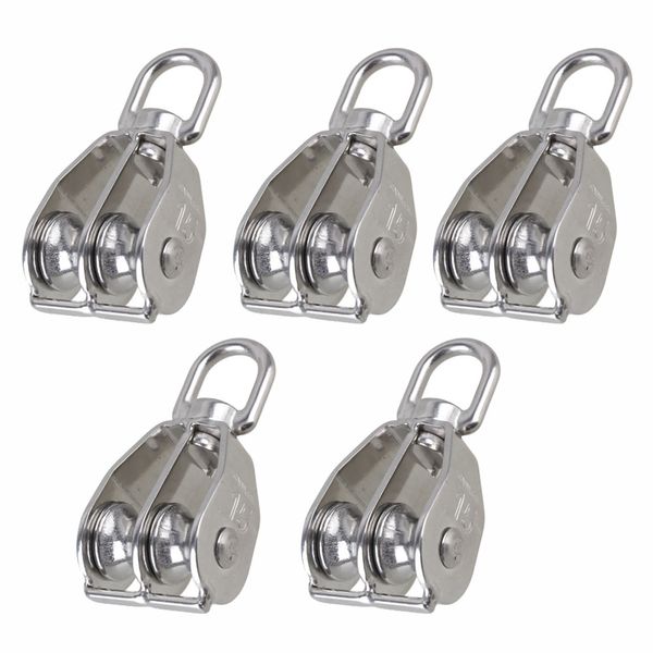 

m15 durable swivel 304 stainless steel double sheave wire rope pulley block chain traction wheel 1-5pcs