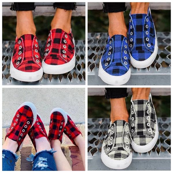 

girls designer shoes plaid canvas shoes red blue black sneakers mens womens casual running sneakers summer breathable single shoe zyq162