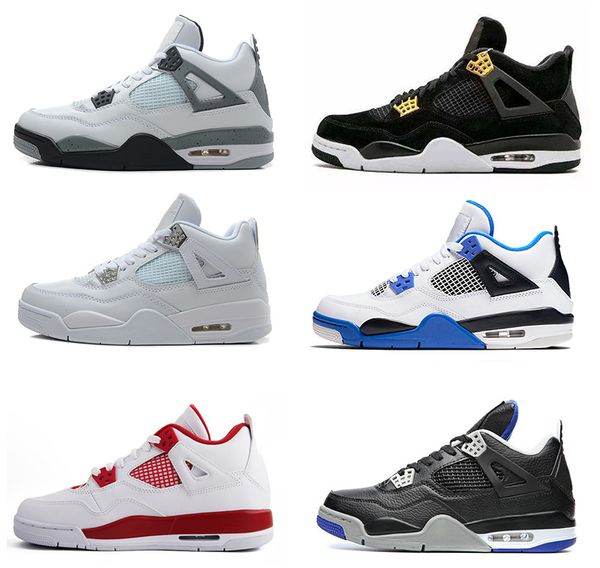 

4 4s basketball shoes men 4s pure money royalty white cement bred military blue fire red premium black sports sneakers ing