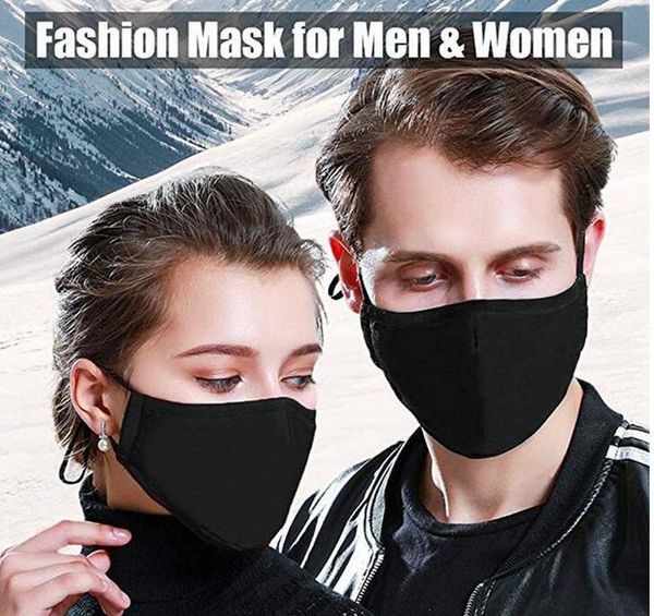 

FAST SHIP Cotton PM2.5 Black Mouth Anti Dust Face Mask with Activated Carbon Filter Windproof Mouth-muffle for Men Women Black Fashion