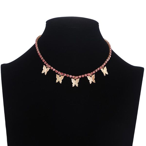 

2020 rhinestone butterfly choker necklace for women girls fashion cute bling crystal chocker short necklace gift her jewelry, Golden;silver