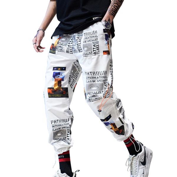 

2019 new high street fashionable printed men's jogger trouser hip hop homens casual bermuda harem pants sweatpants streetwear, Black