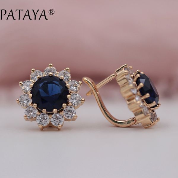 

pataya sunlight big drop earrings 585 rose gold white natural cubic zircon rose gold jewelry accessories vintage drop earrings, Silver