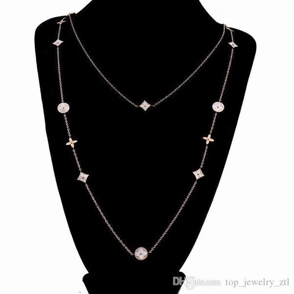 

длинное ожерелье женщины перламутровый клевер свитер цепи дизайнер роскошная женщина партия шарм ожерелья день святого валентина подарок юве, Silver