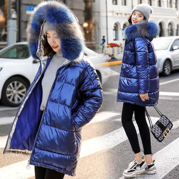 

дизайнер parkas зима женская мода parka теплый меховой воротник с капюшоном заполнения хлопок / вниз outwear женский тренчкот m-xxl, Black