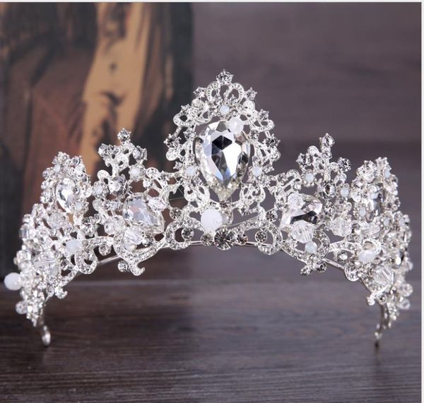 

новый горный хрусталь корона серебро ручной работы тиара оголовье свадебный головной убор, Silver