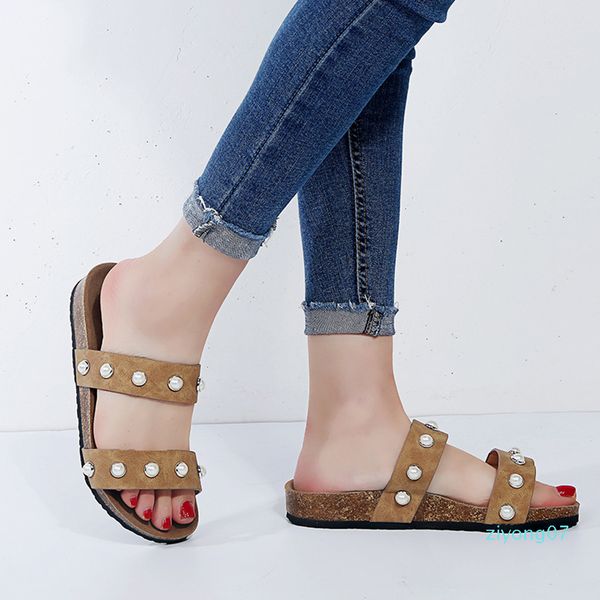 

2019 women's slippers beach summer wimen casual shoes rivet hollow out slipper low heels shoes rome outdoor mujer slides new z07, Black