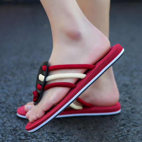 

summer men flip flop non-slip sandals fashion casual shoes original tide outdoor beach shoes slippers, Black