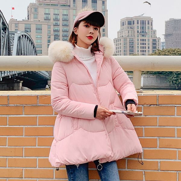 

women's trench coats winter female jacket fashion women thicken warm cotton padded down parkas coat faux fur collar, Tan;black