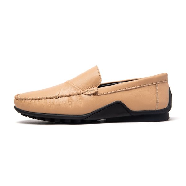 

breathable men casual shoes leather flat loafers for male low footwear shoes slip-on spring summer flats men %2105, Black