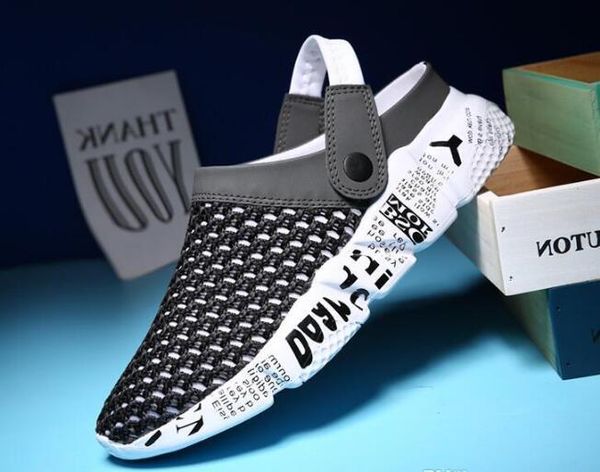 

fashion men mesh clogs beach flip flop slipper comfortable black slide sandals for male