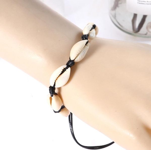 

adjustable diy handmade shell weave rope chain bracelet for women bohemian ethnic shell bracelet holiday beach jewelry 10 colors choose, Golden;silver