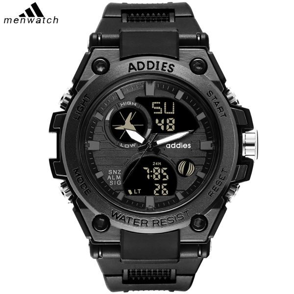 

2019 мужская мода спортивные часы мужчины резиновые двойной дисплей водонепроницаемый кварцевые часы мужской дата светодиодные аналоговые ча, Slivery;brown