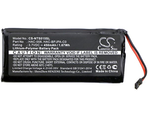 

cameron sino 450mah battery hac-006, hac-bpjpa-c0 for nintendo hac-015, hac-016, hac-a-jcl-c0, hac-a-jcr-c0, switch controller