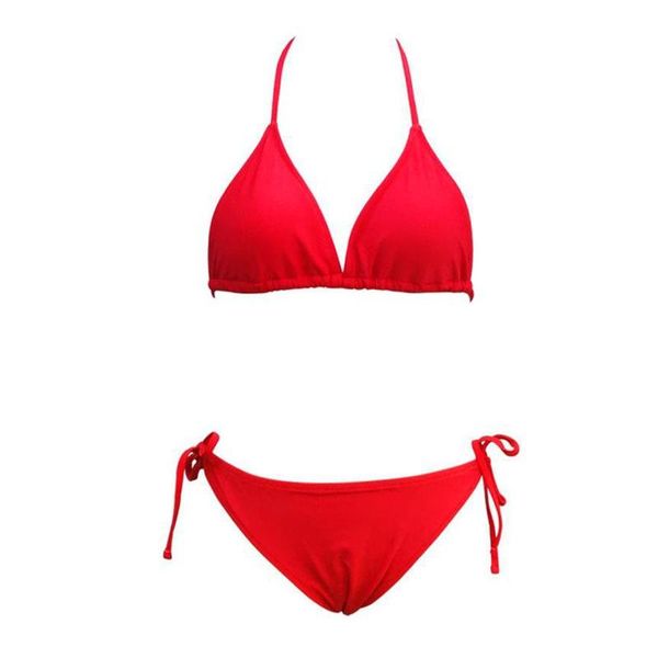 

women bikini brazilian swimsuit bra polyster bikini set two piece swim suit swimwear solid color bathing suit love women