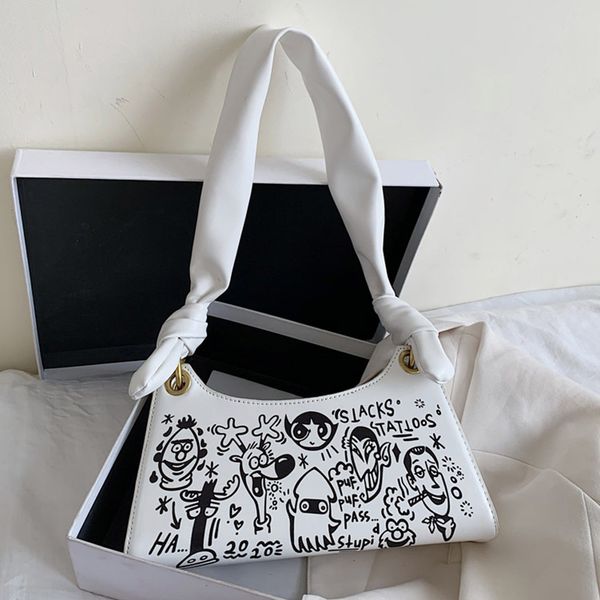 

fashion graffiti crossbody bags for women leather underarm bags luxury handbags women designer bolsas feminina