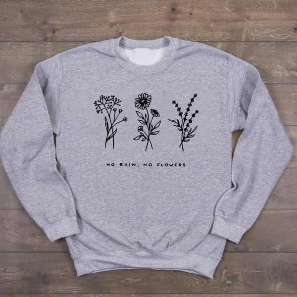 

save the bees no rain no flowers sweatshirt aesthetic sunflower pullover women harajuku slogan girl crewneck jumpers drop ship, Black