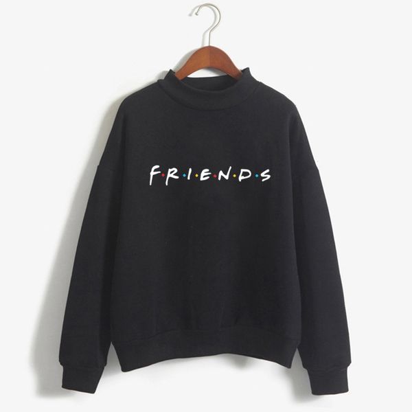 

friends tv women turtleneck black hoodies winter kawaii clothes print harajuku plus size femme clothing sweatshirt fashion