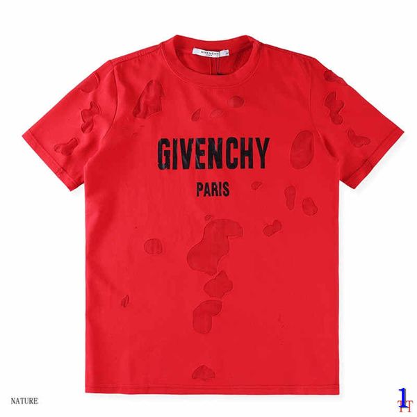 

designer brand mens and women t shirts casual fashion short sleeve big hole shirt luxury letter printed crew neck tees1, White;black