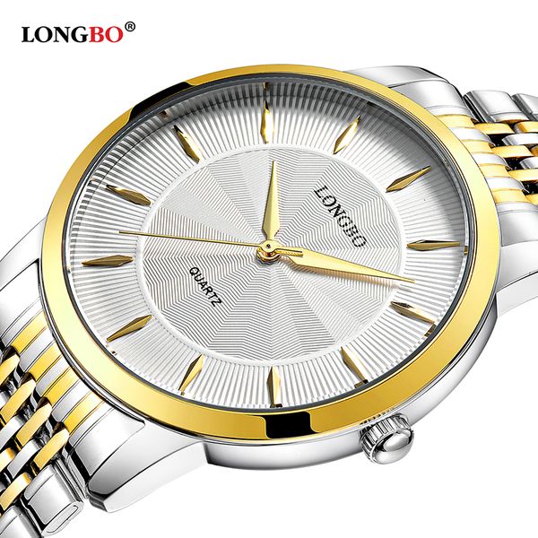 

longbo quartz watch lovers watches women men couple analog watches steel wristwatches fashion casual gold 1/pcs 80283, Slivery;brown