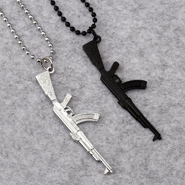 

уникальный револьвер ак47 пистолет пистолет романтические подвески ожерелья женщины мужчины сталь рок хип хоп ювелирные изделия подарки аним, Silver