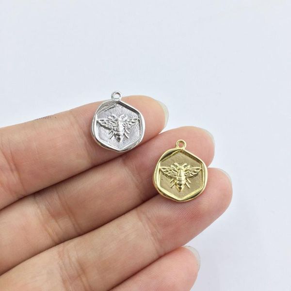 

eruifa 20pcs 13mm pretty coin with bee print zinc alloy necklace,earring bracelet jewelry diy handmade 2 colors, Bronze;silver